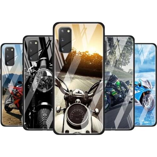 Moto Cross Motorcycle Tempered Glass Cover For Samsung Galaxy S20 S10 S9 S8 S10E FE Ultra Plus Lite 5G Phone Case