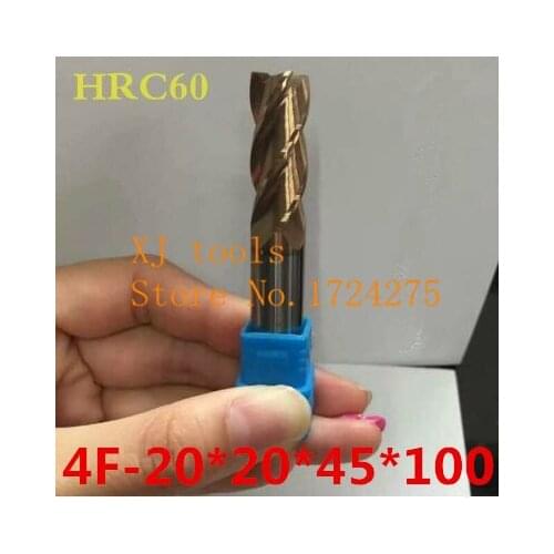 Free Delivery Superior quality HRC60 4F-20*20*45*100*1PCS Solid Carbide End Mill CNC Milling Cutter Tool Bits For Steel Milling