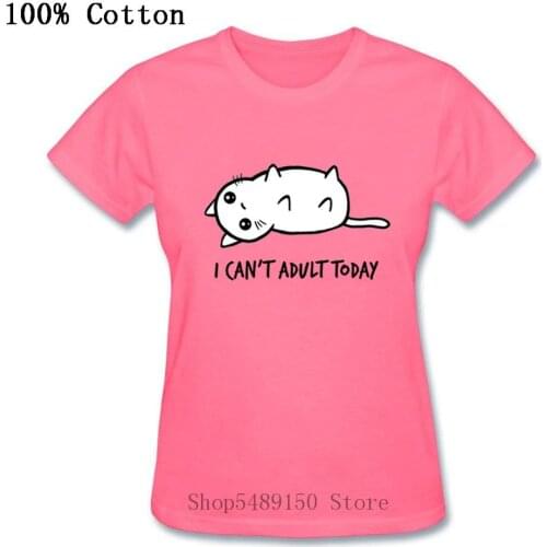 Kawaii Cat I can't adult today Tees Women Lovely Cartoon T-Shirt Summer Naughty Kitten Tshirt Ladies Casual Brand Kitty Clothes