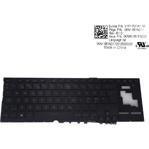 NE Norway Norwegian Nordic keyboards for Asus ROG Zephyrus GX701GV-PB74 GX701GX-XS76 17.3 gaming laptop keyboard 0KN1 661ND11