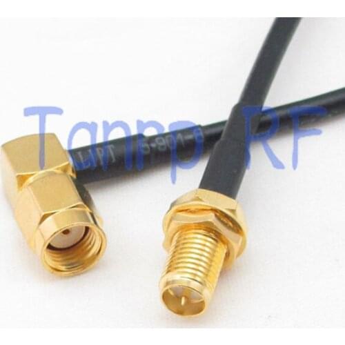 8in RP SMA male right angle to RP SMA female RF adapter connector 20CM Pigtail coaxial jumper cable RG174 extension cord