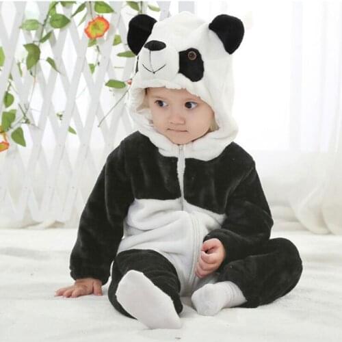 Panda Cosplay Costume Baby Winter Warm Animal Jumpsuit Funny Cute Kigurumis Little Boy Girl Halloween Festival Gift