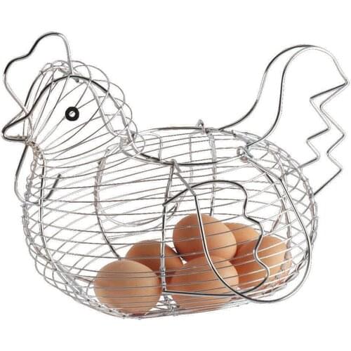 Chicken-Shaped Egg Basket Fruit Storage Wire Basket for Home Kicthen Durable