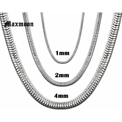 Maxmoon Fashion Women and Men Snake Necklace Chain 316L Stainless Steel Necklace For High Quality Silver Color Jewelry Chain