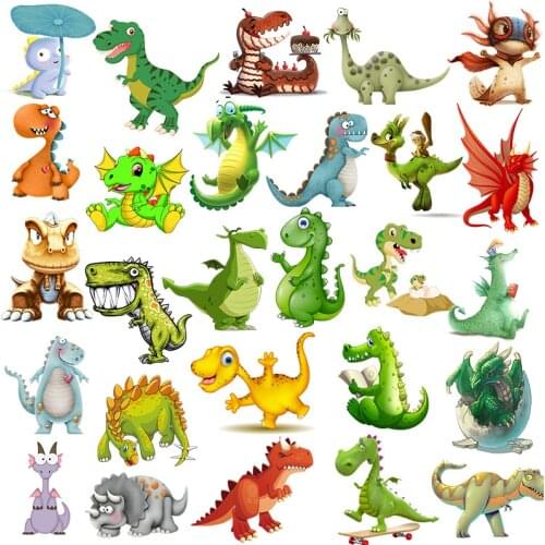 Cartoon Jurassic Dinosaur Animal Patch for Kids Iron on Heat Transfers for Clothing Applications DIY T-shirt Appliques Stickers