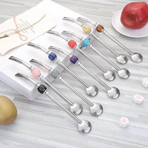 Stainless Steel Straws Yerba Mate Tea Bombilla Gourd Reusable Drinking Straws Filtered Spoon Straw Mate Drink Bar Accessories