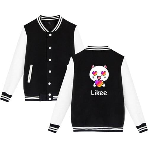 New Likee Rainbow Heart Cute Cat Baseball Jacket Coat Men Women Hoodie Sweatshirt Tops Casual Long Sleeve Unisex Hoodies Jackets