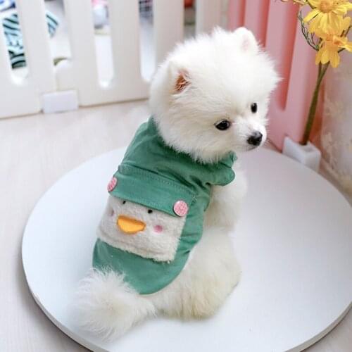 Green High Neck Warm Dog Coats For Autumn And Winter With Fur XS XL Pet Clothes Cartoon Cotton Jackets Drop Shipping Supplies