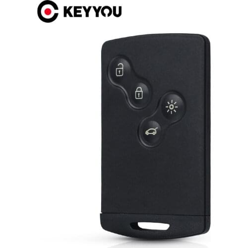 KEYYOU 4 Buttons Remote Smart Card Key Shell For Renault Laguna Koleos Megane Fob Original KeyCase WIth Insert Small Key Blade
