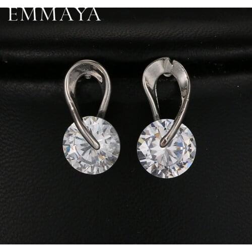 EMMAYA AAA+Cubic Zirconia Stud Earrings White Gold Color CZ Stone Fashion Wedding Jewelry For Women/Lady