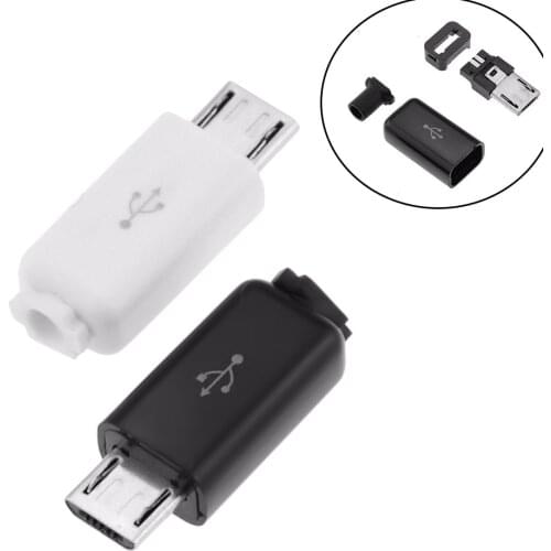 5PCS 4 in 1 Micro USB Male connector plug Black/White welding Data OTG line interface DIY data cable accessories