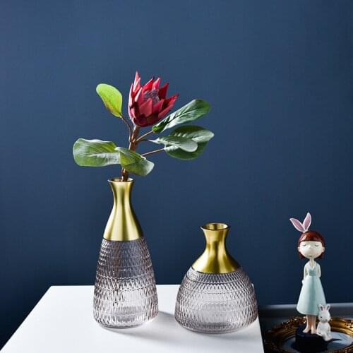Glass Vase Nordic Texture Vase Flower Arrangement Home Decoration Dining Table Bedroom Decoration