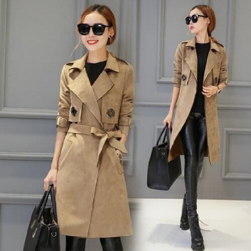 Spring Autumn Mid-Length Trench Coat Women 2021New Korean Fashion Casual Retro All-Match Simple Windbreaker Overcoat Female A675