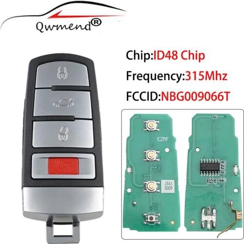 3+1 Buttons NBG009066T Smart Remote Car Key for VW Passat 2006 2007 2008 2009 2010 2011 2012 2013 for CC ID48 Chip 315Mhz
