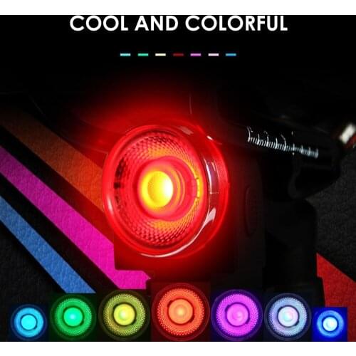Bike LED Colorful Tail Light USB Fast Charge MTB Night Cycling Warning Taillight Light Safe Riding