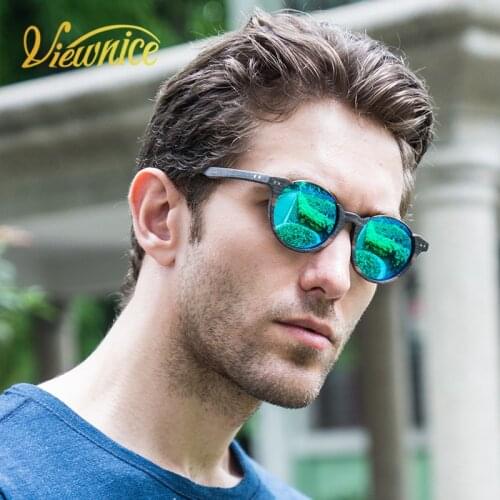 Viewnice 2018 Vintage Fashion Sunglasses Men Women Wooden acetate Glasses Round Eyebrows Frame Retro Handmade Metal GLasses 5359