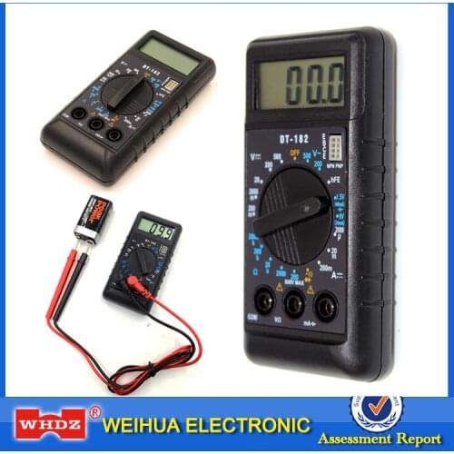 WHDZ DT-182 Extra Mini Digital Multimeter with Buzzer Overload protect Pocket Voltage Ampere Ohm Meter Test Probe DC AC LCD
