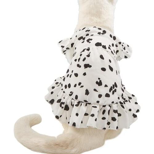 WarmHome XS-XL Pet Skirt Spot Printing Breathable Short Sleeve Cat Dog Summer Cardigan Dress Puppy Costume