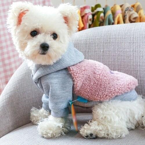 Winter Korean Style Cute Lamb Wool Small Dog Coat Warm Pet Clothes For Sweatshirt Puppy Cat Pullover Dogs Pets Clothing XS-XL