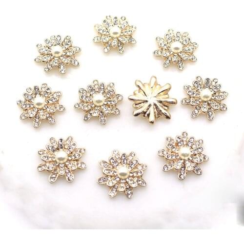 10pcs/lot 18mm Pearl Rhinestone Alloy Flowers, Used to Decorate All Kinds of Clothing