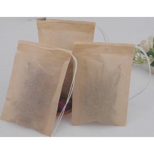 100 Pieces of 6 * 8cm Filter Paper Tea Bag Disposable Tea Line Tea Bag Bag Penetration Strong Wood Pulp Paper Empty Tea Bag