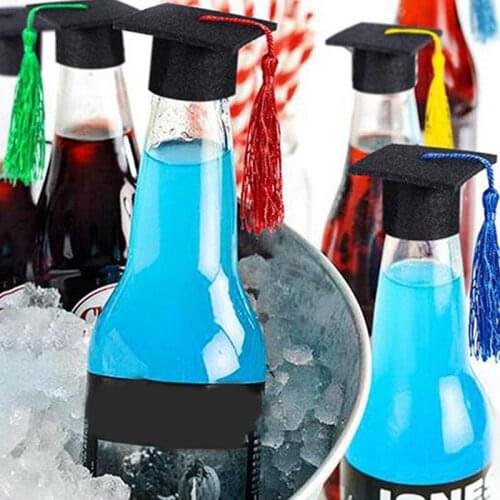 1pc Wine Bottle Cover Mini Doctoral Cap Shape Graduation Beer Bottle Decoration