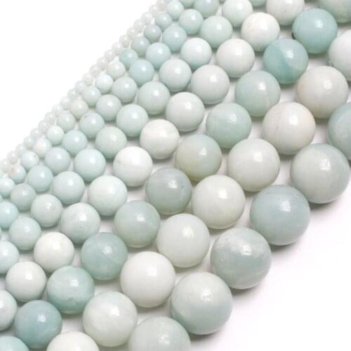 2-18mm Round Blue Amazonite Beads Natural Stone DIY Loose Beads For Jewelry Making Beads Bracelets 15'' Accessories