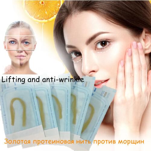 5Bags/60Pcs Absorbable Anti-wrinkle Face Filler Women Beauty Care Skin Collagen Based Protein Thread Gold Protein Line