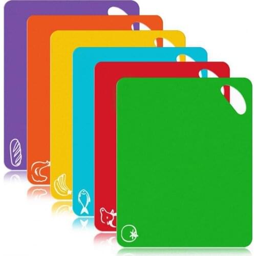 6Pcs/Set Cutting Boards Flexible Non-slip PP Food Icons BPA-free Chopping Blocks Mats for Kitchen Cooking Supplies