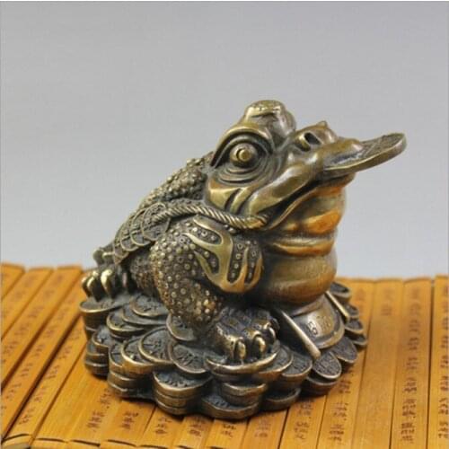 Antique bronze copper toad Lucky Cai antiques antique ornaments collectibles shop Cicada gifts home decorations shipping