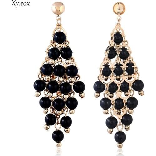 1 pairs New Beads Large Hanging Imitation Pearl Earrings Vintage Jewelry Accessories