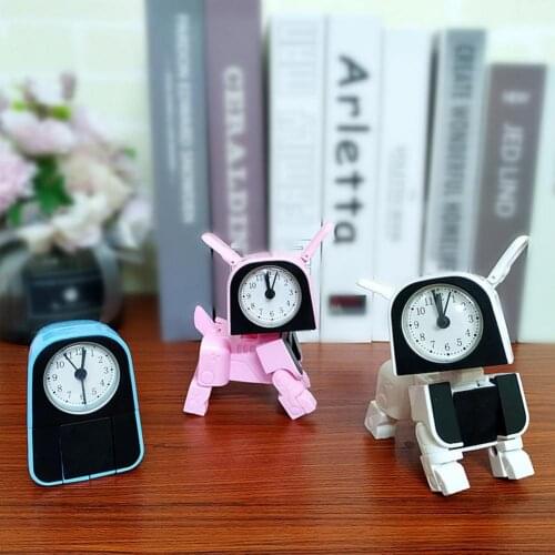 Alarm Clock Table Clock Funny Reversible ABS Cartoon Robot Dog Desk Clock Table clocks for Home Table Decoration