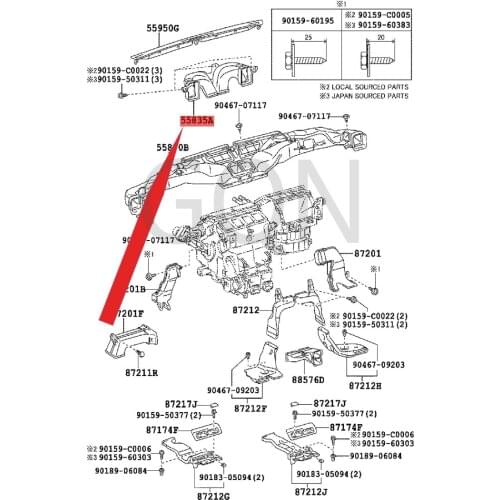 Central air duct from heater to air regulator 2007-Toy ota LAN DCR UIS ER table ventilation duct internal ventilation heater