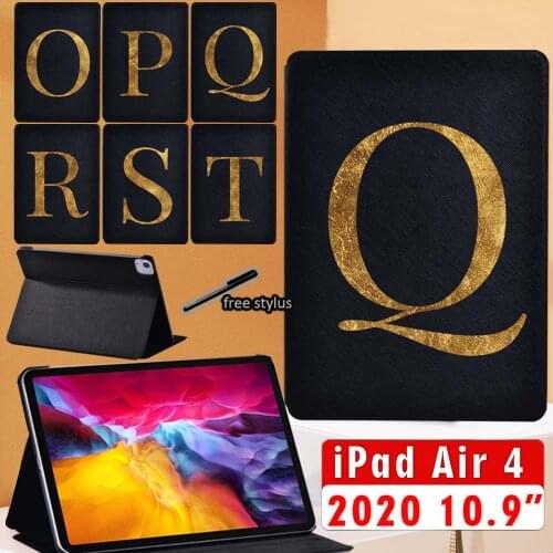 For ipad air 4 case 10.9inch 2020 iPad Air 4th Gen Cover A2316 A2324 A2325 A2072 Initial PU Leather Tablet Stand Folio case