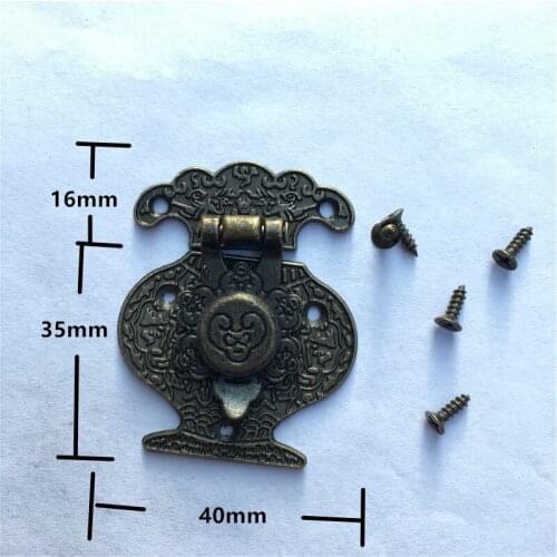 Wooden Jewellery Box Vase Buckle Metal Box Hasp Latch Lock Decorative Hasp Antique Bronze Pattern Carved,40mmx51mm,10Sets