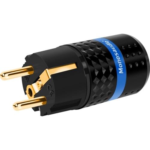 E102G/F102G Pure Copper Gold Plated EU Plug Type Schuko Power Plug Hifi Connectors 99.998% Pure Copper connector