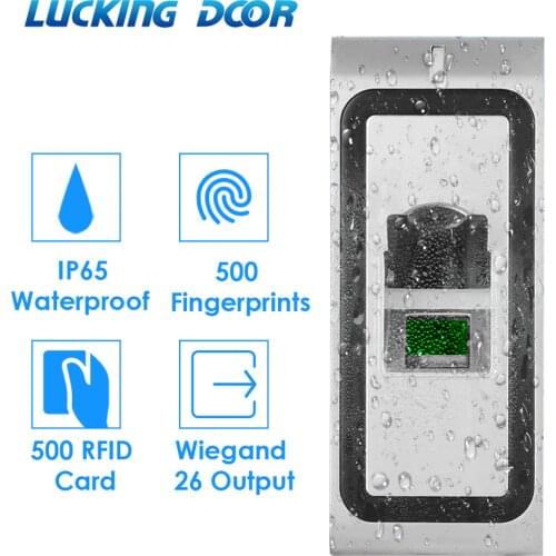 IP65 Waterproof RFID 125khz Biometrics Fingerprint Access Controler 500 card User 500 Finger Door Access Control Reader Opener