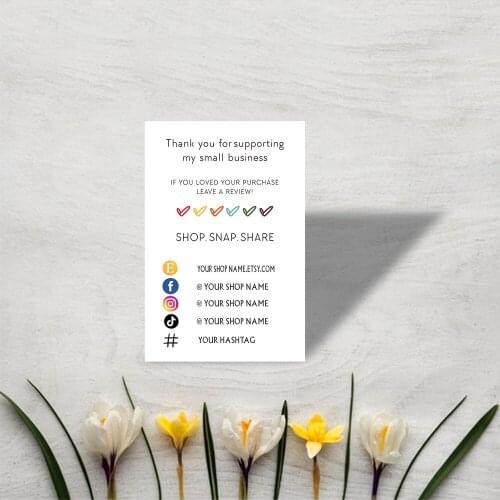Customized Makers Thank You For Your Order with custom Social Media OR Coupon Code | 3.5x2 business cards Media Social Card