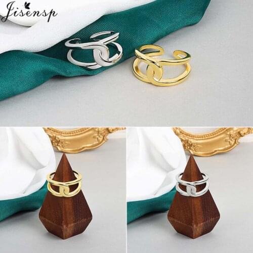 Jisensp Minimalist Geometric Lock Chain Rings for Women Men Vintage Fashion Adjustable Ring Punk Jewelry Gift Bijoux Femme