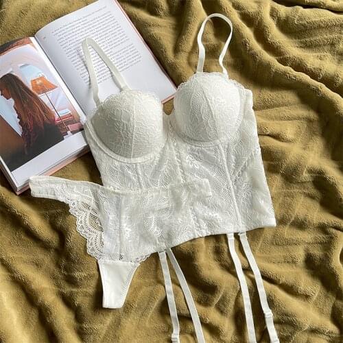 Sexy bra sets lingerie temptation bust corset underwear bra set large size women push up lingere with panties suit regiseno