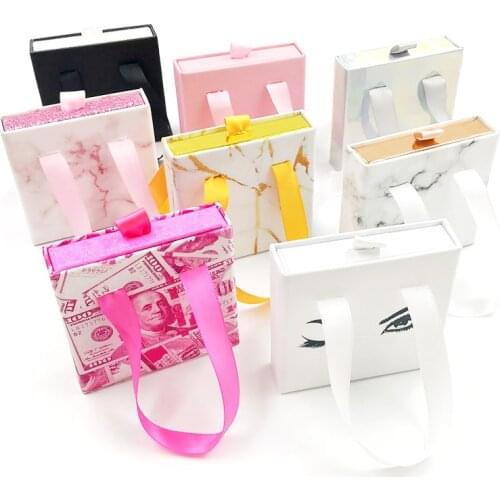 Silk ribbon box wholesale eyelash packaging box lash boxes packaging custom own logo for 10mm-25mm mink eyelashes case bulk