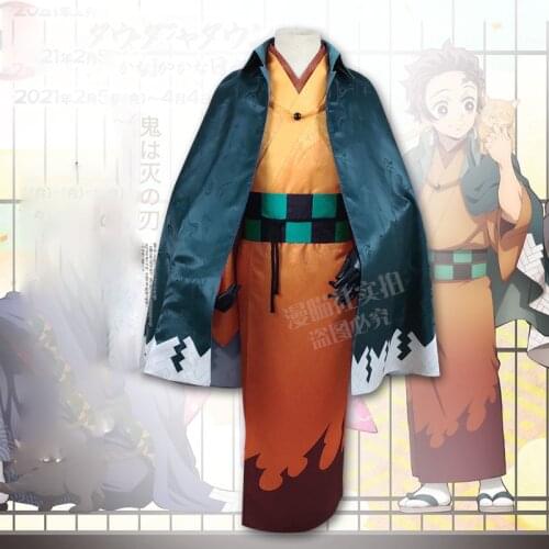 Anime Demon Slayer Kamado Tanjirou Cosplay Costume Kimetsu no Yaiba Kimono Fancy Suit Halloween Carnival Uniforms Custom Made