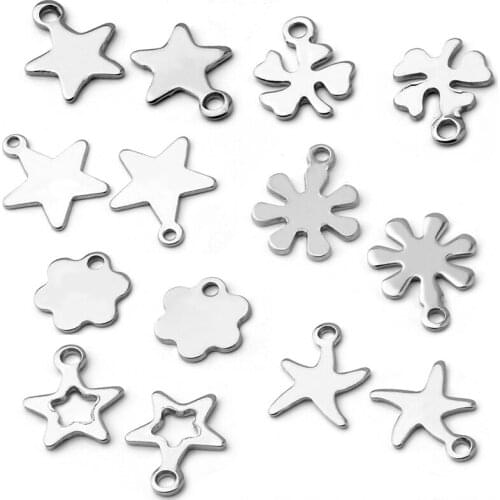 Stainless Steel Tiny Charms Heart Flower Animal Charm Extender Chain Making Findings DIY Jewelry Accessories NO Fade