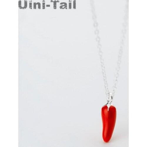 Uini-Tail hot new 925 sterling silver creative popular red small pepper pendant necklace fashion hundred temperament jewelry