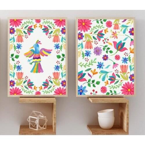 Mexican Art Print Otome Poster Mexican Art Canvas Painting Colorful Pattern Mexican Folk Art Picture Room Decoration