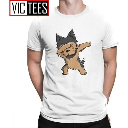 Mens Dabbing Yorkshire Terrier Funny Yorkie T Shirt Mans Printing Tops Novelty Dog T-Shirt Pure Cotton Tee Shirt