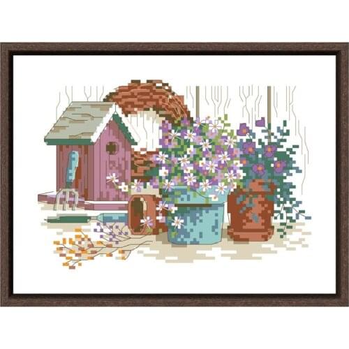 Potting shed cross stitch kit small pattern package 18ct 14ct 11ct cloth cotton thread embroidery DIY handmade needlework