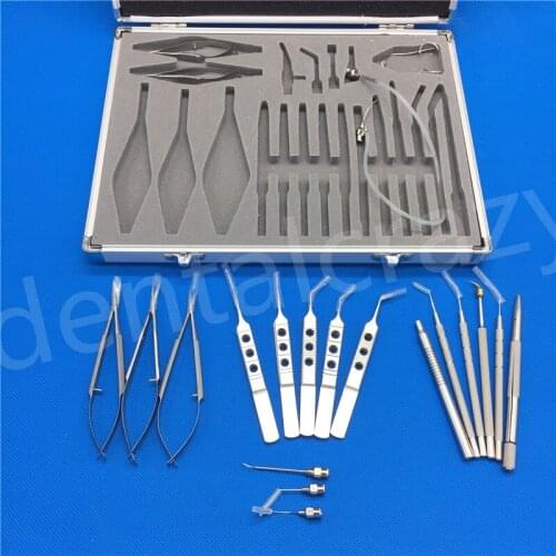 21PCS Cataract Set Eye Micro Tweezers Scissors Needle Holder Ophthalmic surgical instruments