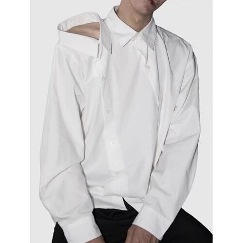 Customized S-6XL NEW mens clothing Unique design fashion Deconstructed double neckline male Plus Size singer costumes