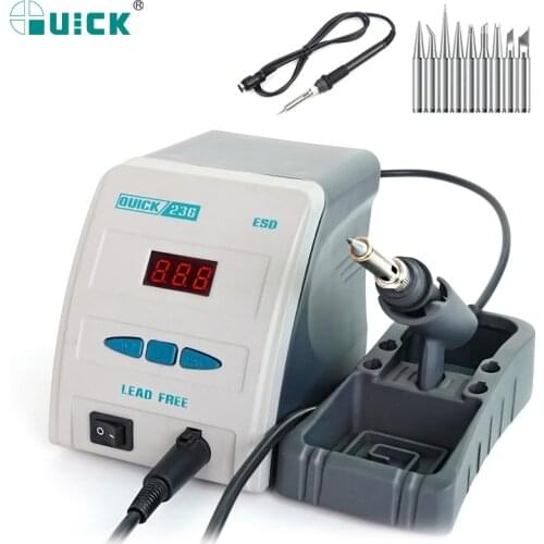 QUICK original 236 Lead-free digital display soldering rework station for phones repair 90W Temperature soldering station set